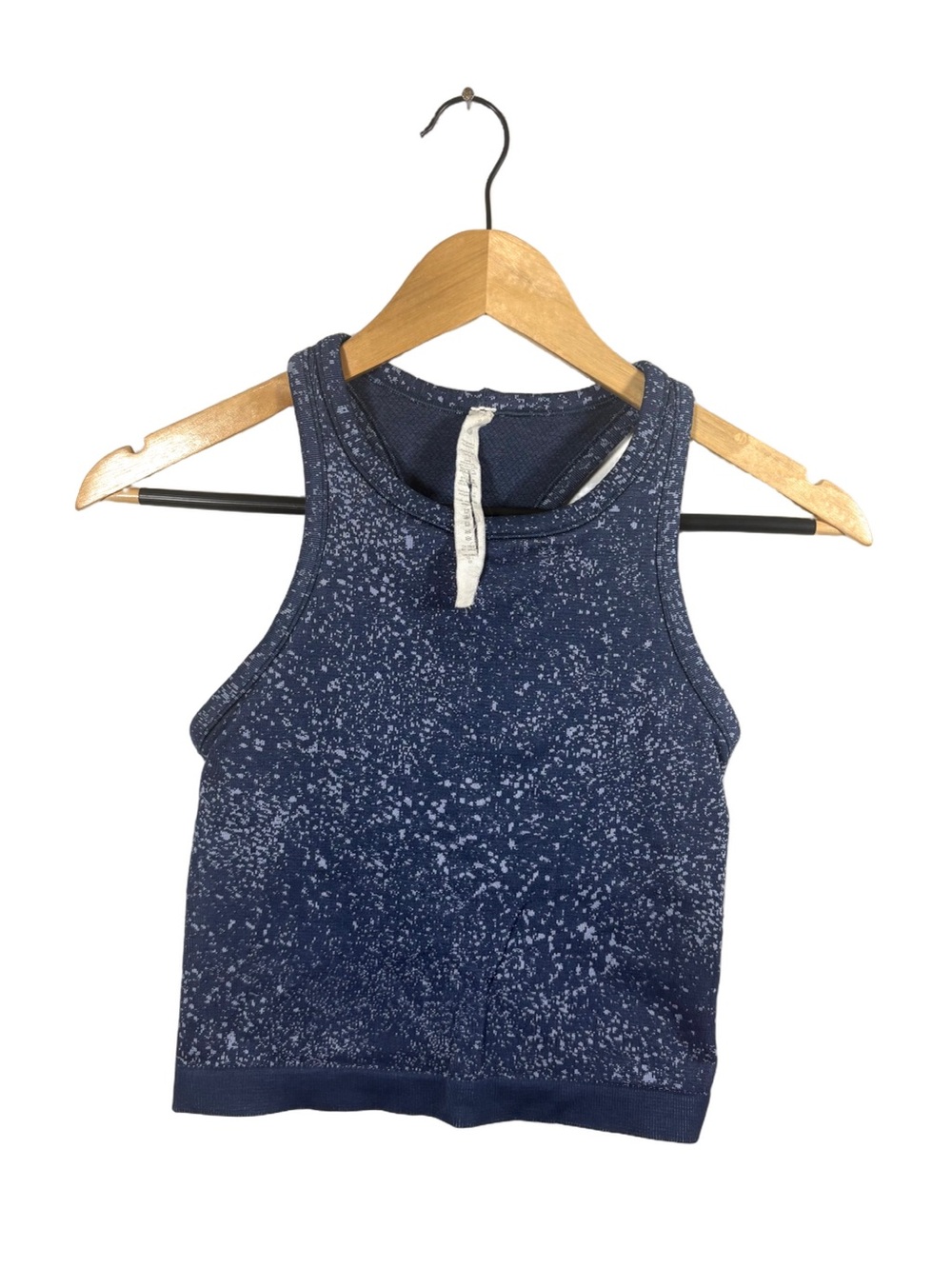 Lululemon Size 4 Navy Blue Speckled Seamless Racerback Crop Tank Top